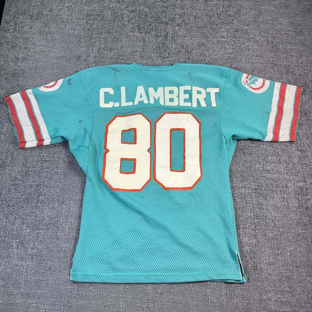 Vintage Dolphines 80s Football Jersey Unisex M Teal Mesh C. Lambert